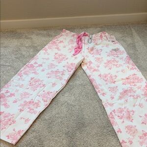 LoveShackFancy Pink and White Floral Pants
